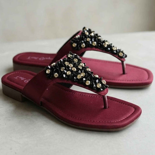 Glamour Stone Crusted Flats Slides - 1131|1920