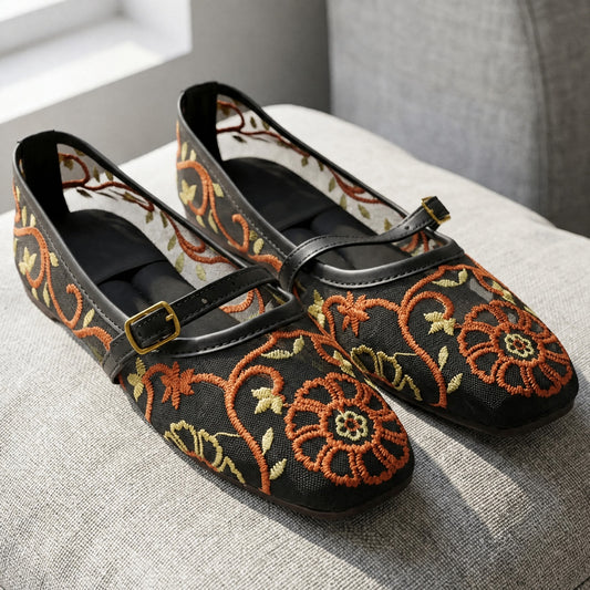 Embroidered Colorful Mesh Pumps - AECP|2150