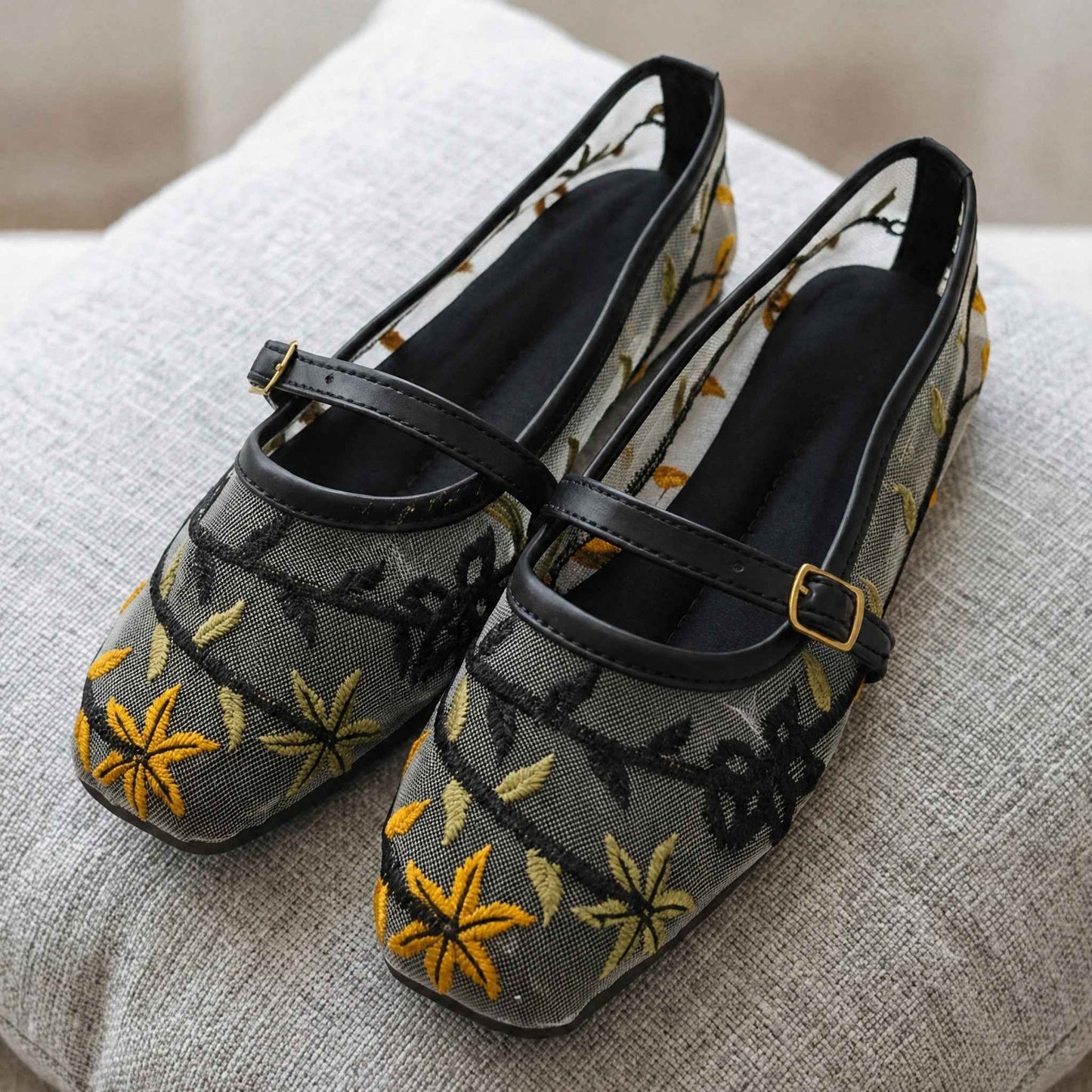 Embroidered Colorful Mesh Pumps - AECP|2150