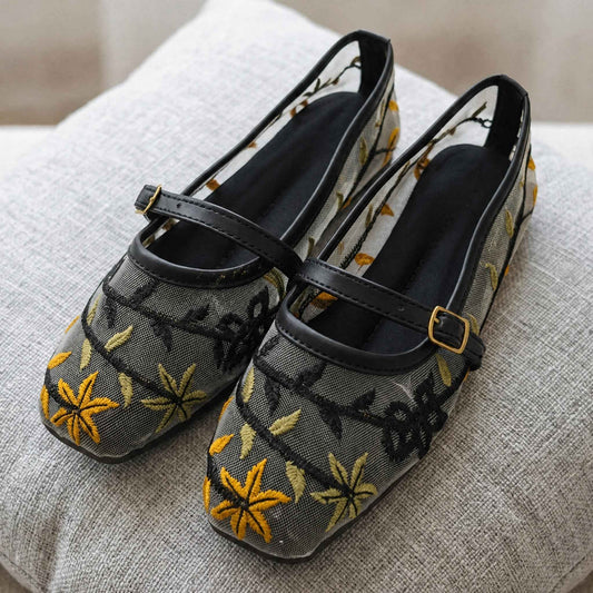 Embroidered Colorful Mesh Pumps - AECP|2150