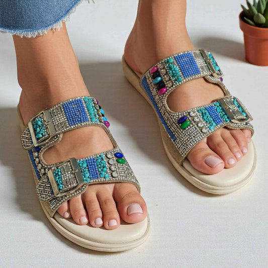 Midnight Oasis Beaded Slides - ARSP|3250