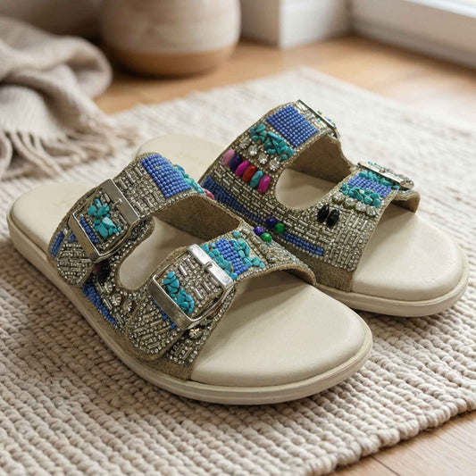 Midnight Oasis Beaded Slides - ARSP|3250