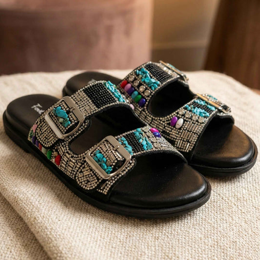 Midnight Oasis Beaded Slides - ARSP|3250