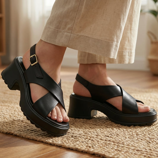 Lug Sole Wedge Heels Sandals - BLSC|2750