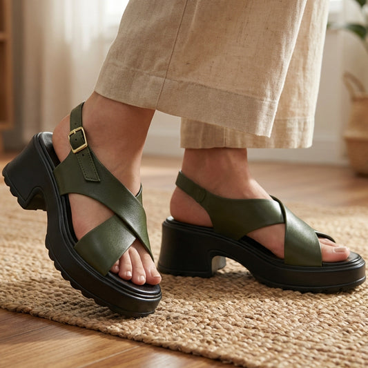 Lug Sole Wedge Heels Sandals - BLSC|2600