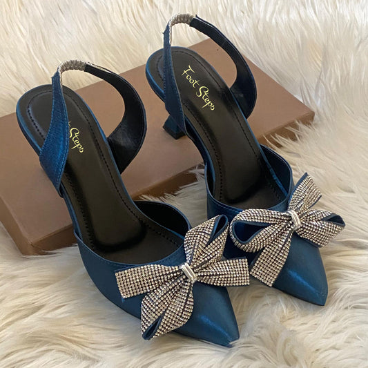 Kitten High Heels Bowknot Embellished Sandals