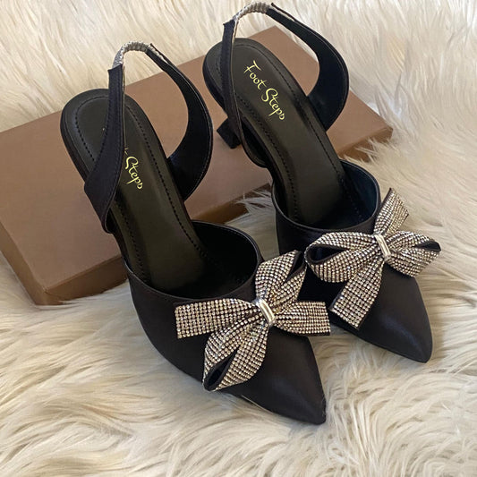 Kitten High Heels Bowknot Embellished Sandals