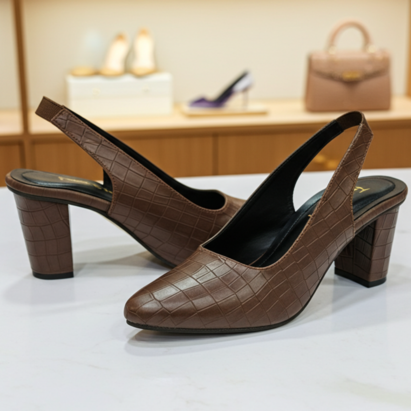 Slingback Block Heels Pumps - CRBP21575