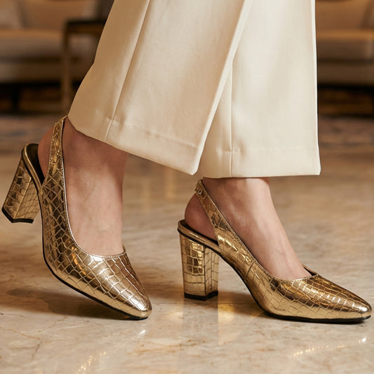 Slingback Block Heels Pumps - CRBP|2575