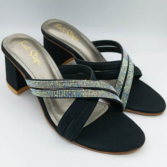 Embellished Block Heels Sandals - DPBH21350