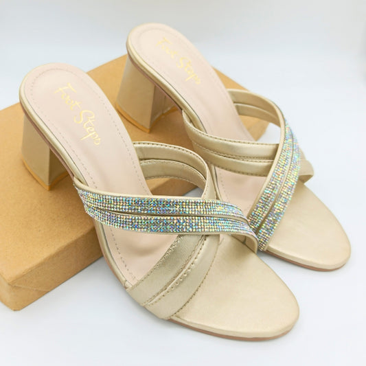 Embellished Block Heels Sandals - DPBH21350