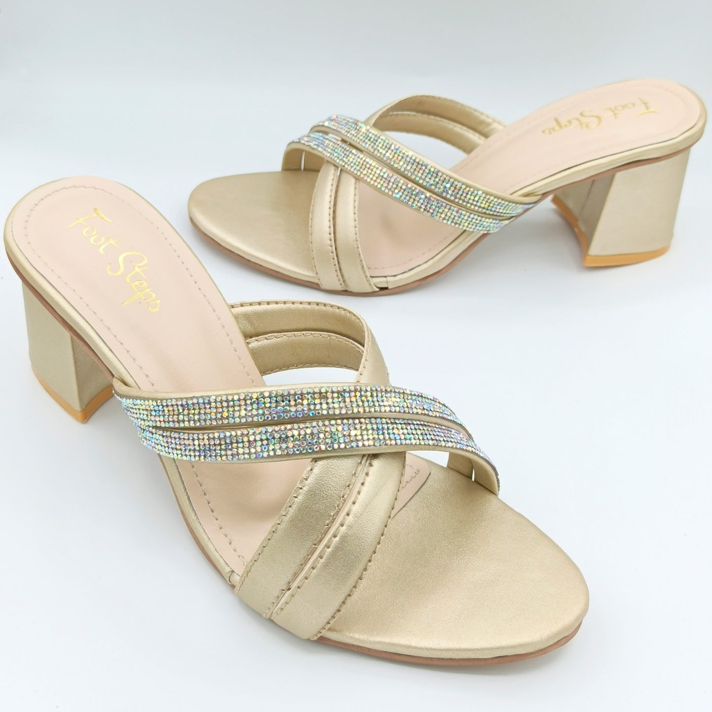 Embellished Block Heels Sandals - DPBH21350