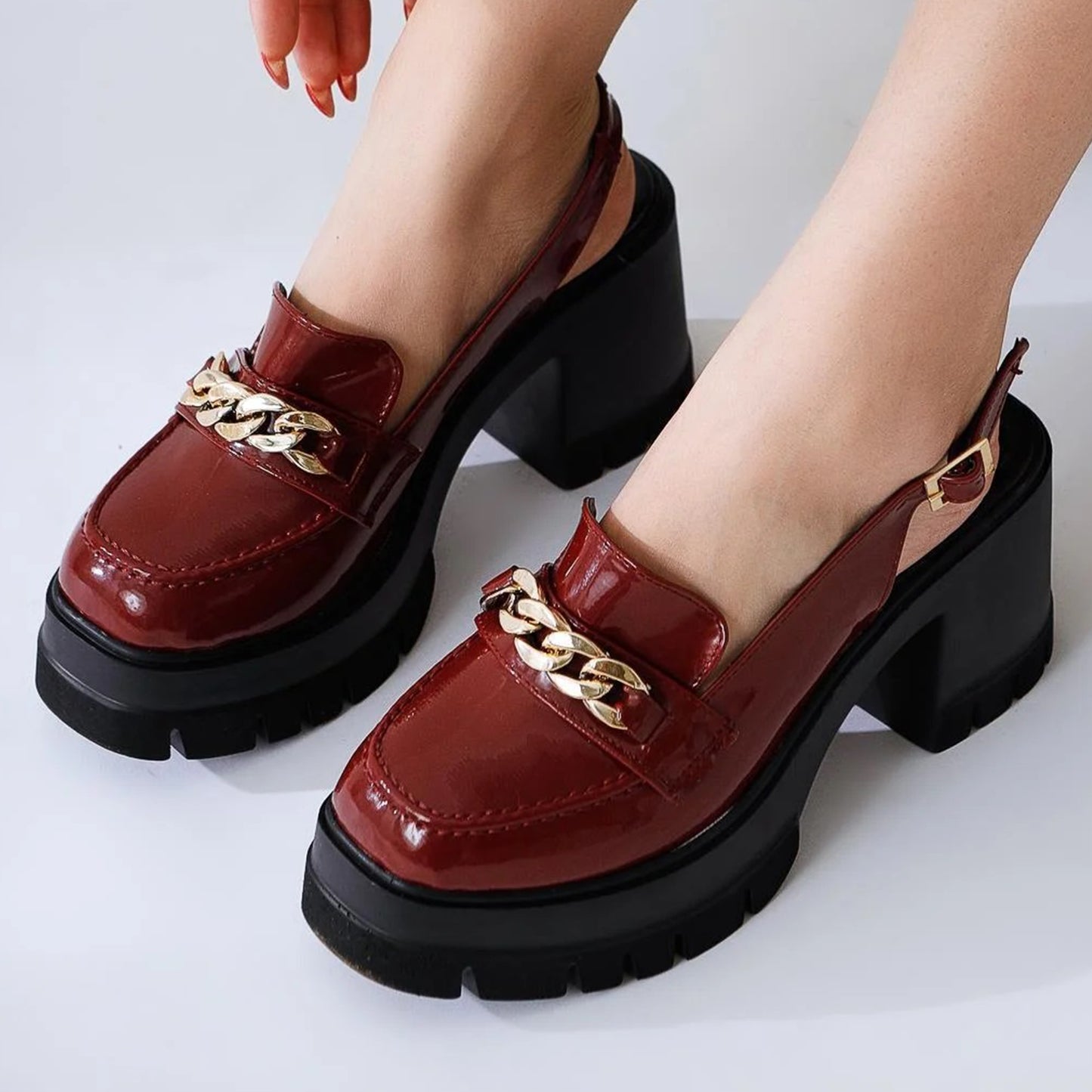 Lug Sole Block Heel Moccasin - LSM|2950