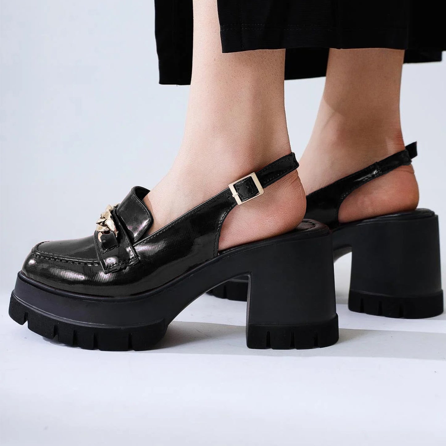 Lug Sole Block Heel Moccasin - LSM|2950