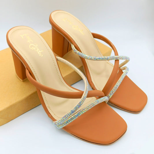 Embellished Block Heels Sandals - TNBH21450
