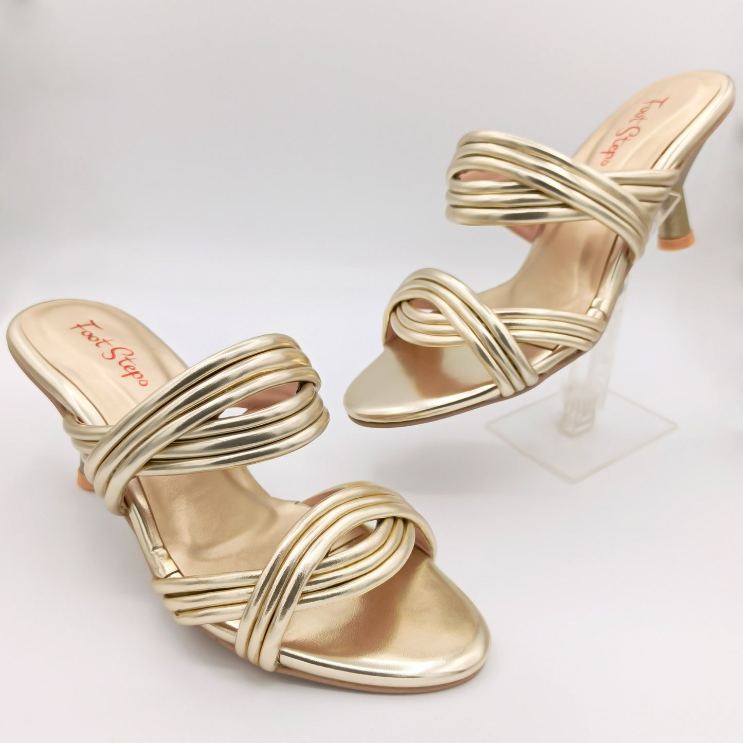 Gunmetal Cone Heels Sandals - TSDKM21650
