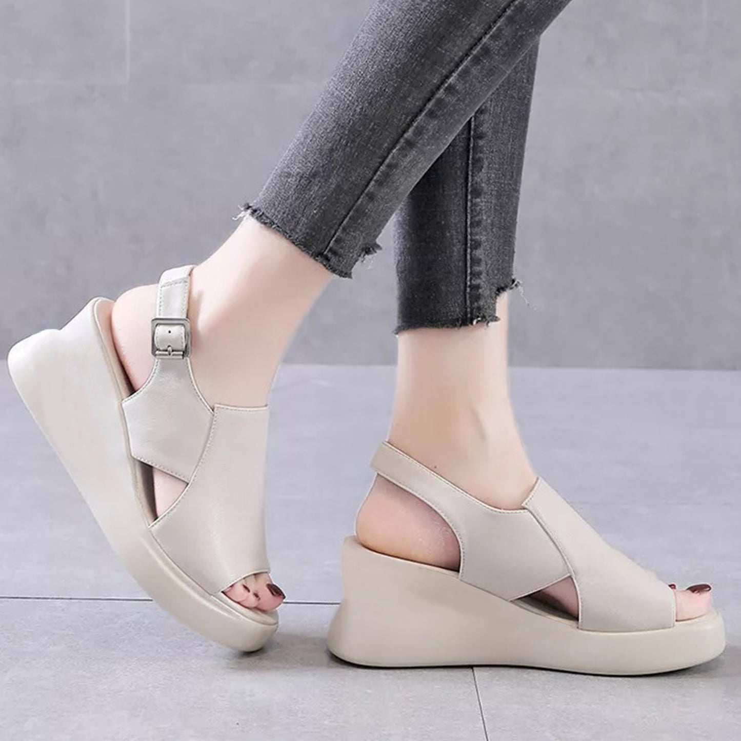 Thick Sole Platform Wedge Sandals - THKS|2465