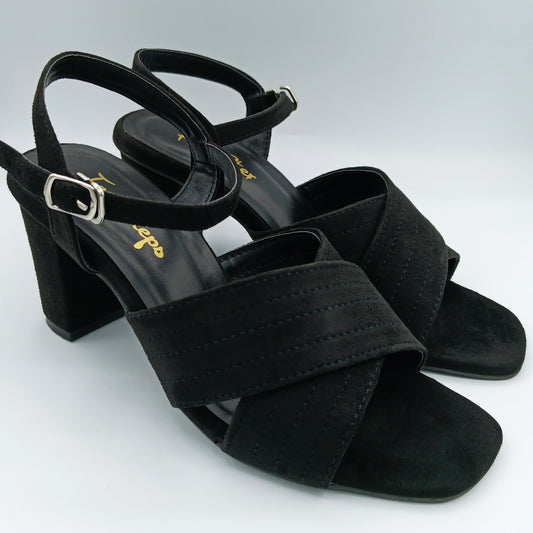 Velvet Block Heel Sandals - VBH21350