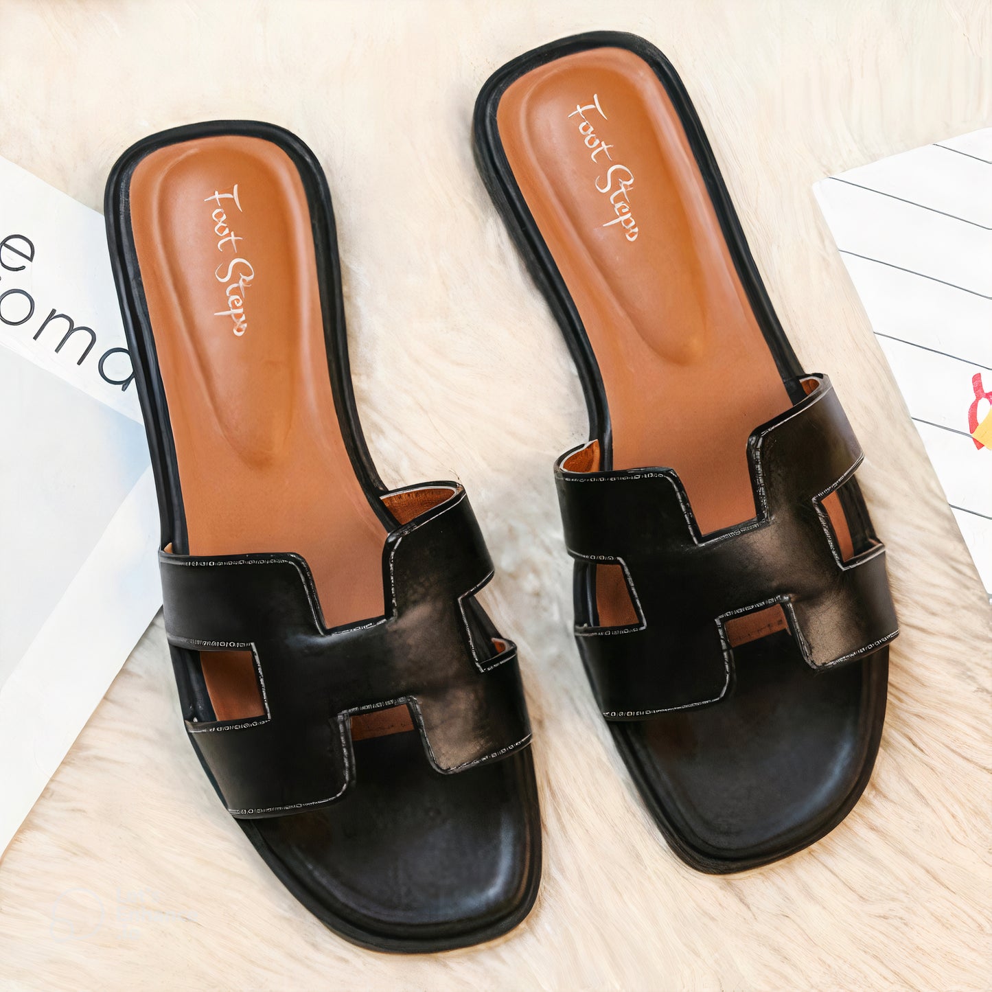 H Style Flat Slides For Women