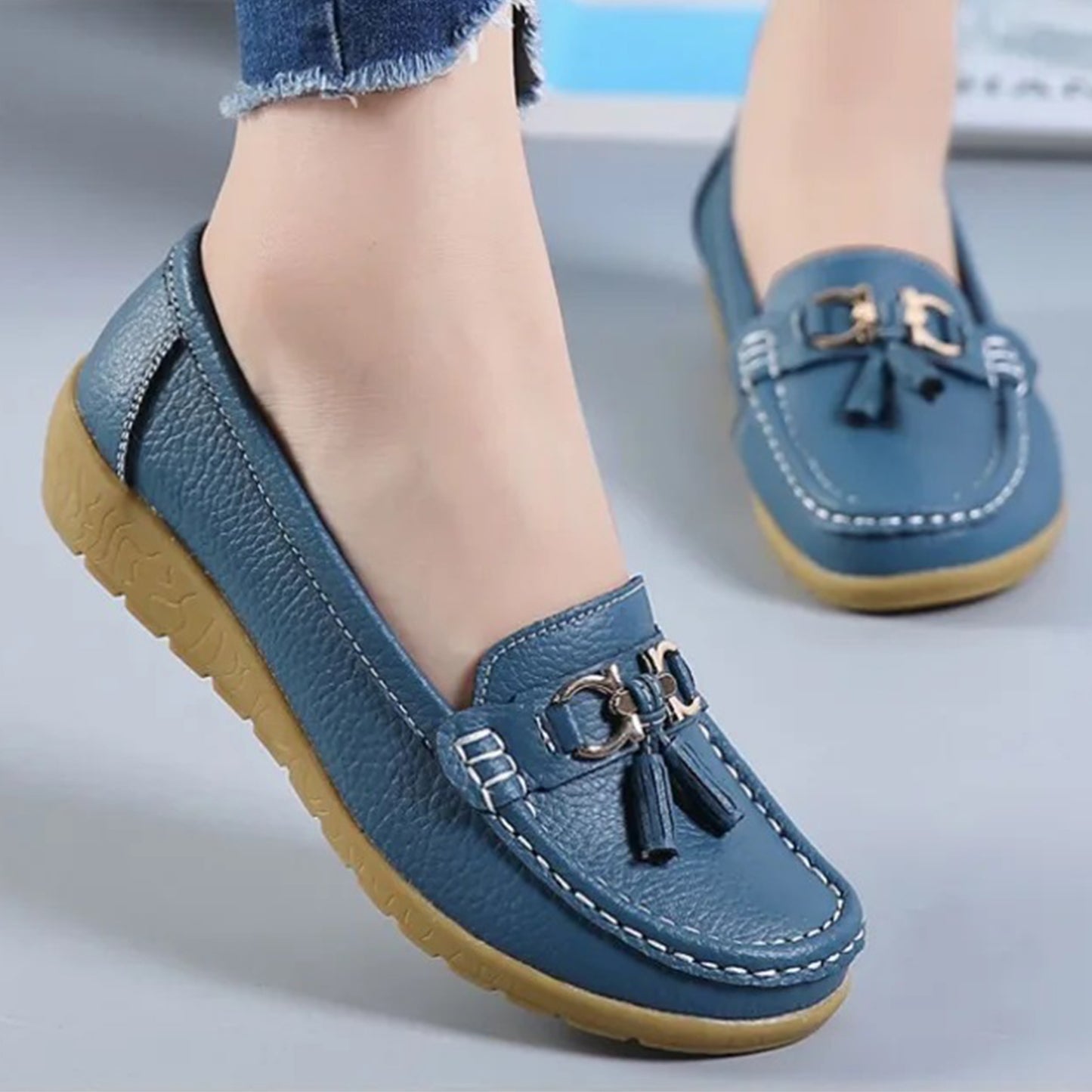 Genuine Leather Medicated Loafers For Women TB