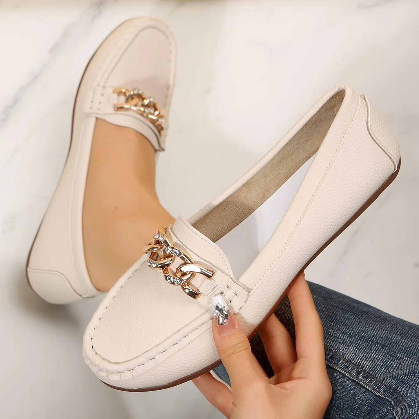 Genuine Leather Medicated Loafers For Women CB