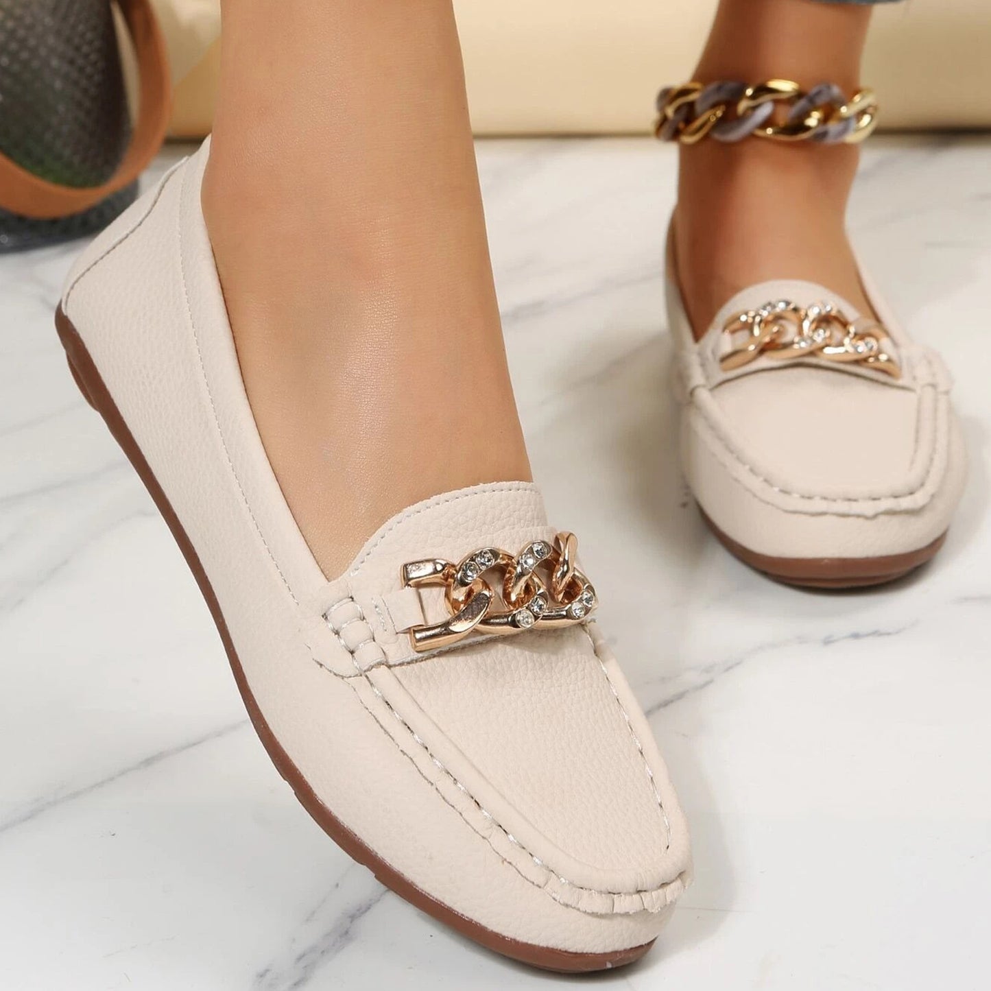 Genuine Leather Medicated Loafers For Women CB