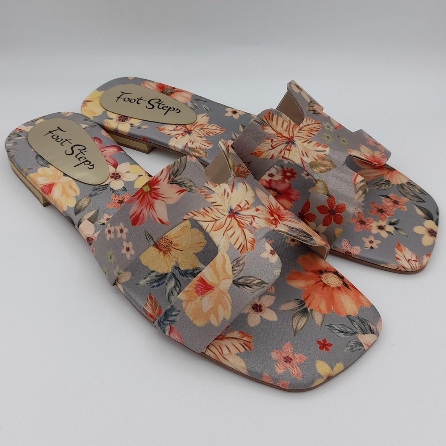 Summer Floral Flat Slides For Women