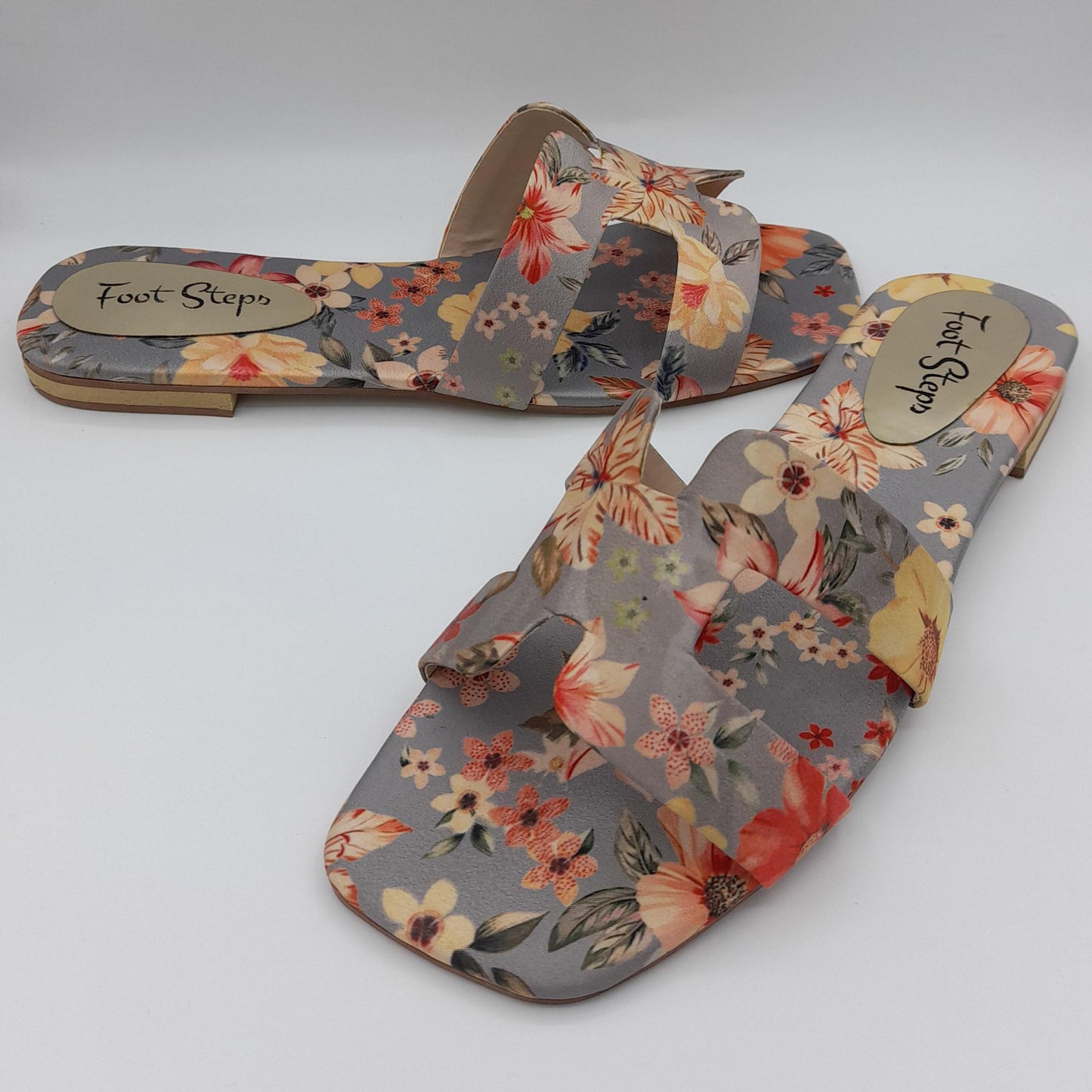 Summer Floral Flat Slides For Women