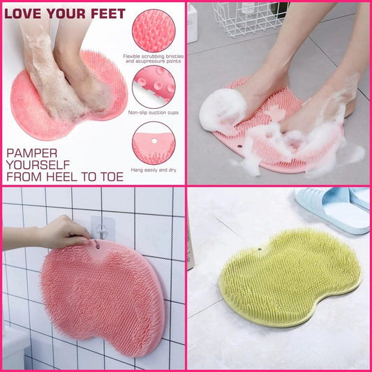 Exfoliating Shower Foot And Back Scrubber Massager Mat with Suction Cups