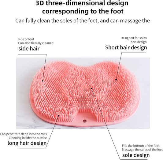 Exfoliating Shower Foot And Back Scrubber Massager Mat with Suction Cups