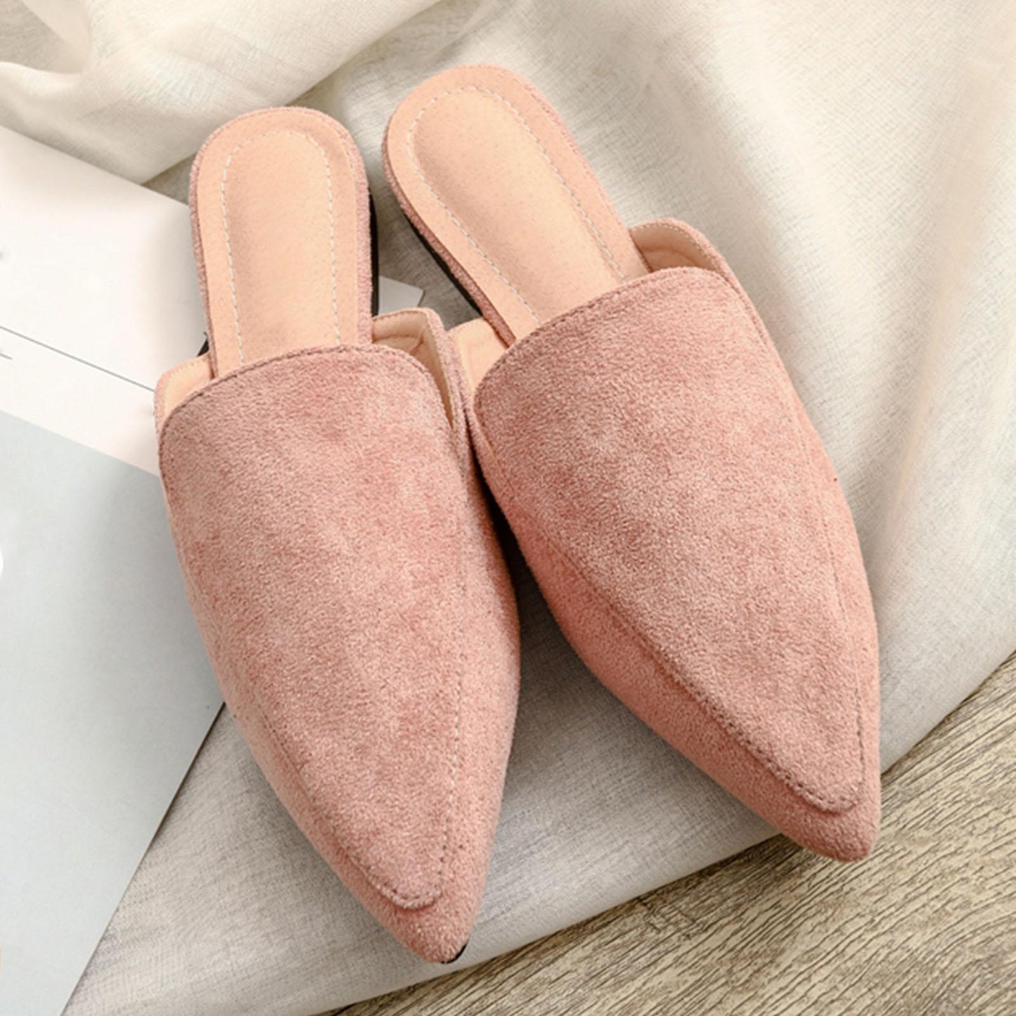 Back Open Soft Velvet Mules Ladies Shoes