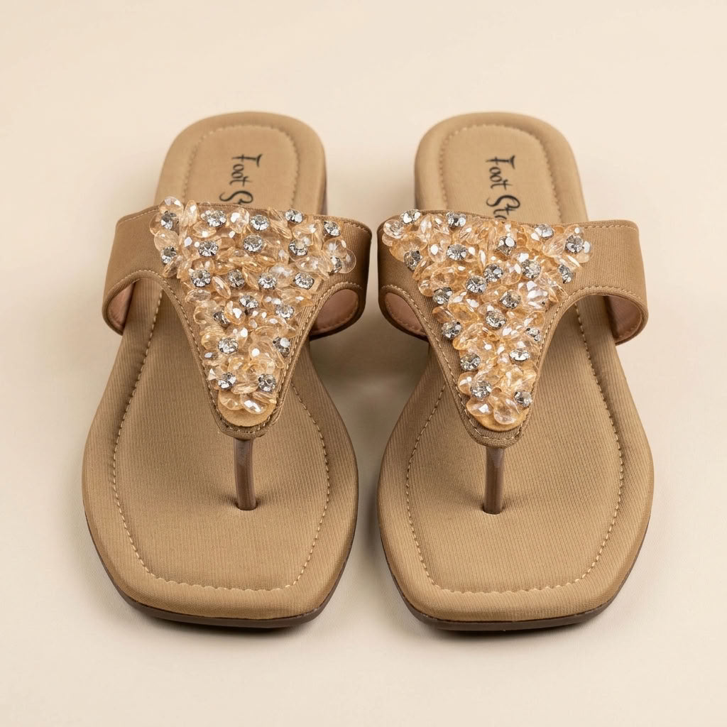 Glamour Stone Crusted Flats Slides - 1131|1920