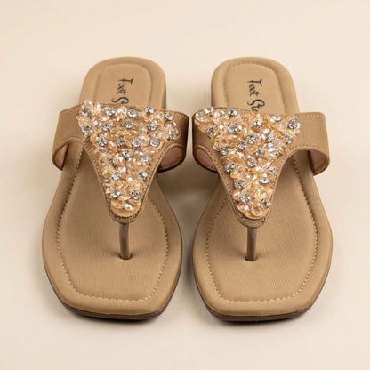 Glamour Stone Crusted Flats Slides - 1131|1920