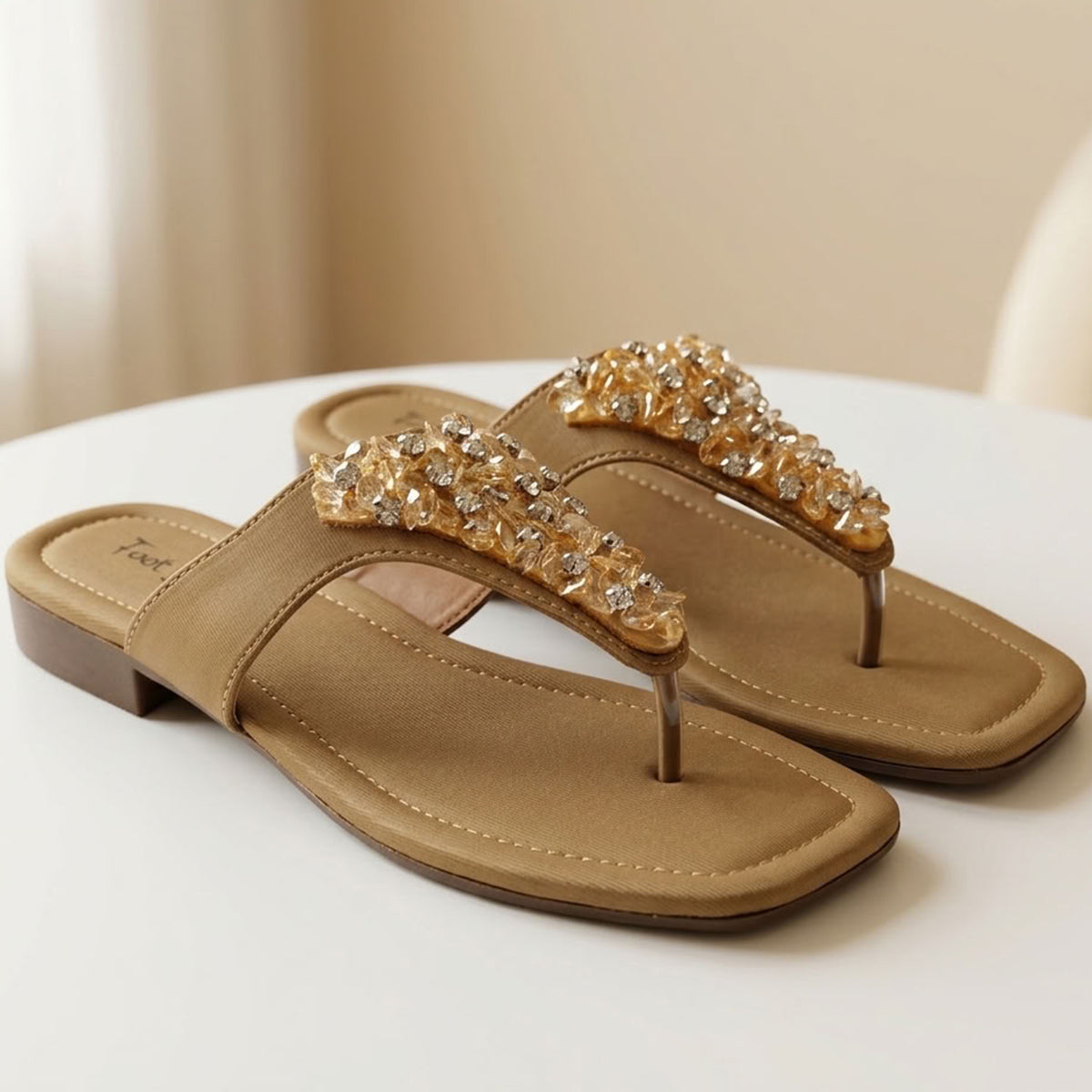 Glamour Stone Crusted Flats Slides - 1131|1920