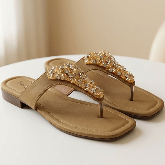 Glamour Stone Crusted Flats Slides - 1131|1920