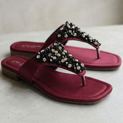 Glamour Stone Crusted Flats Slides - 1131|1920