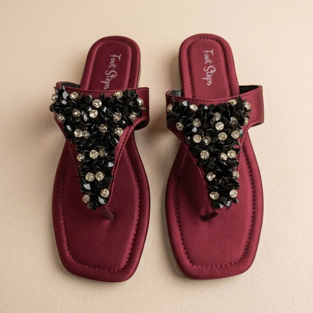 Glamour Stone Crusted Flats Slides - 1131|1920
