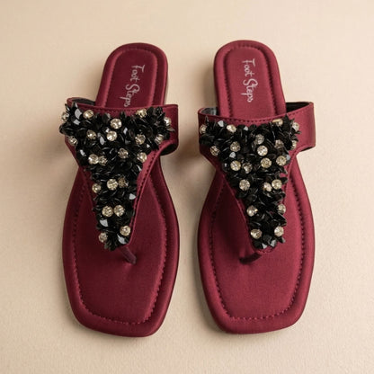 Glamour Stone Crusted Flats Slides - 1131|1920