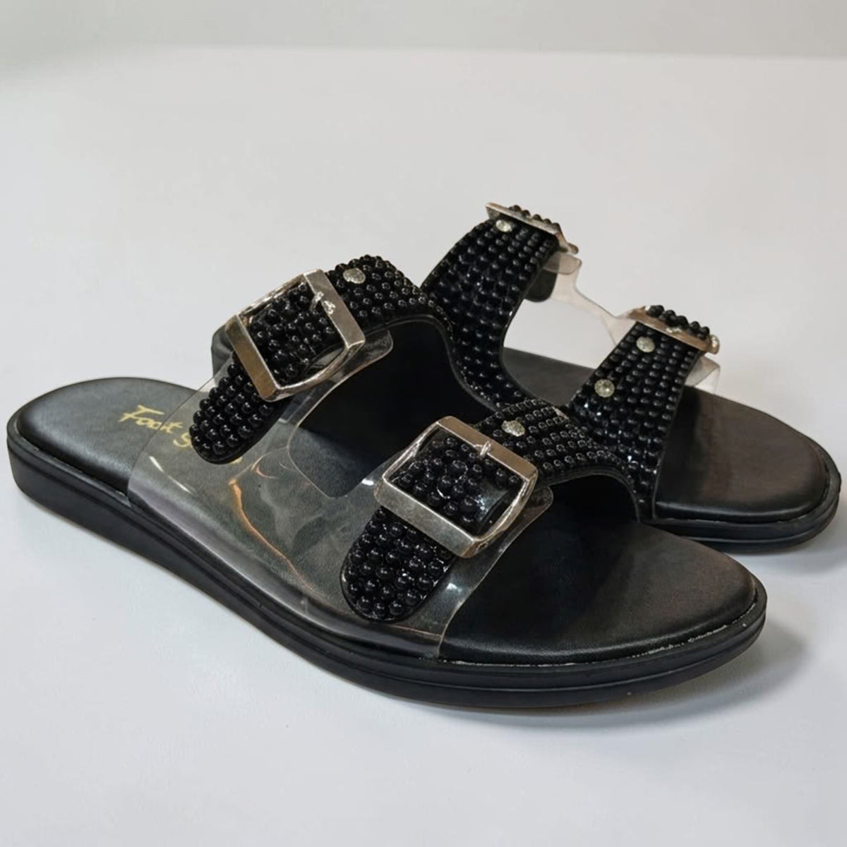 Midnight Diamante Transparent Slides - 1132|3250