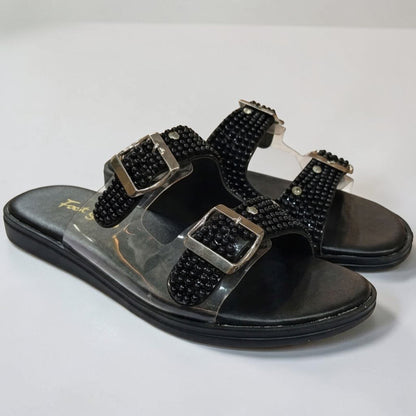 Midnight Diamante Transparent Slides - 1132|3250