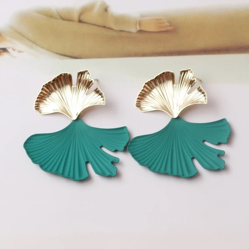 Golden Sea Shell Green Earrings Ladies Jewelry