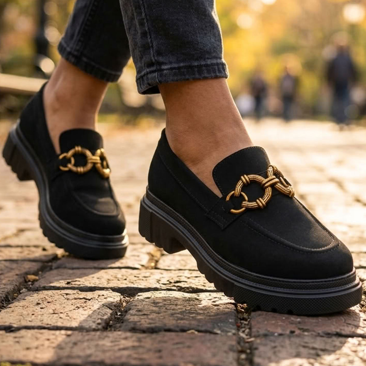 Chunky Suede Platform Loafers - 1452|3550