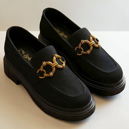 Chunky Suede Platform Loafers - 1452|3550