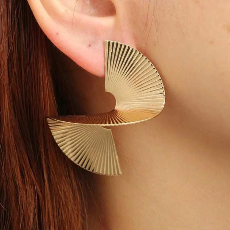 Golden Spiral Earrings Ladies Jewelry