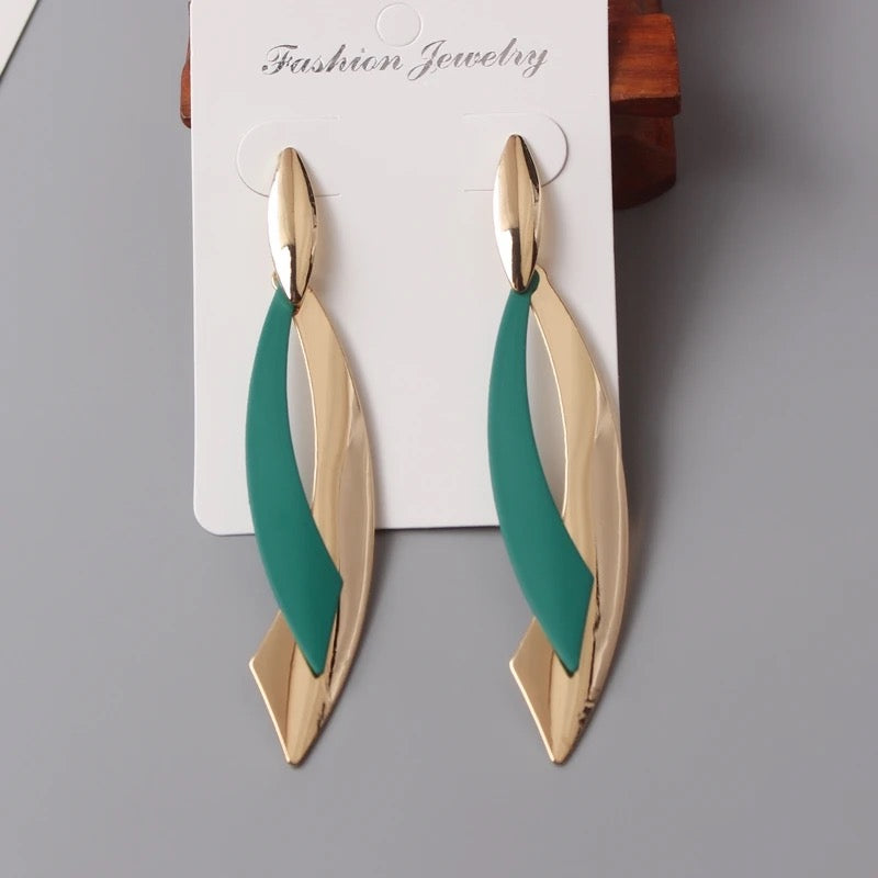 Geometric Leaf Drop Long Earrings Ladies Jewelry