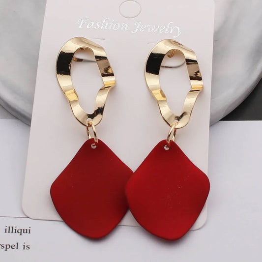 Pendant Style Red Drop Earrings Ladies Jewelry