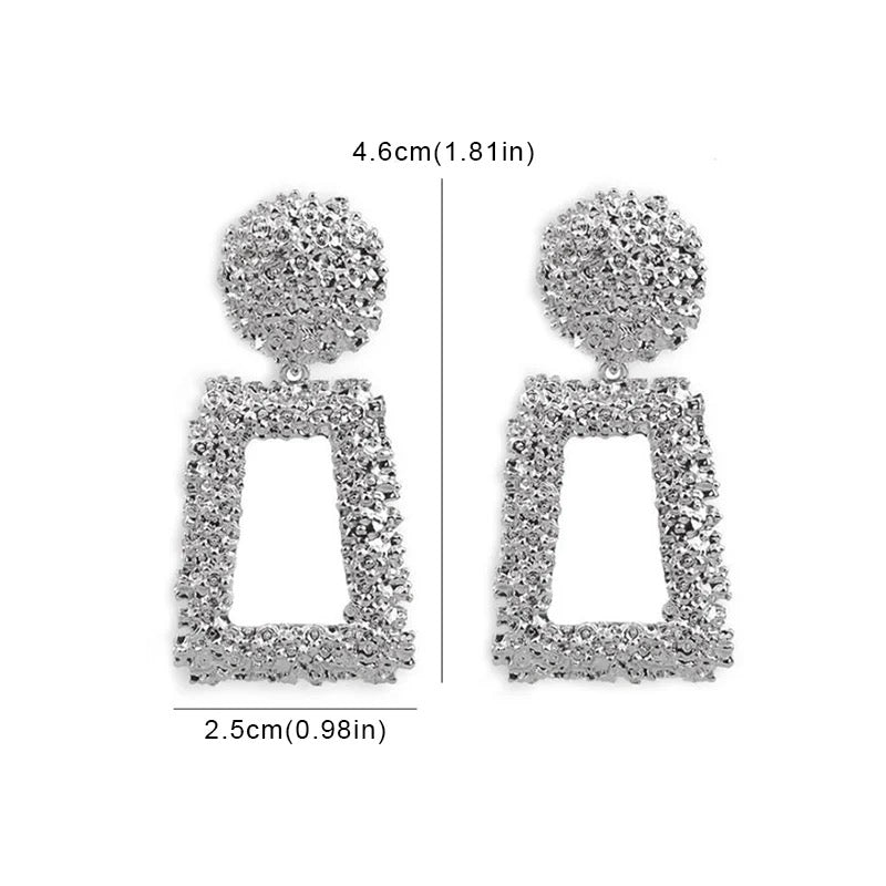 Geometric Silver Drop Earrings Ladies Jewelry