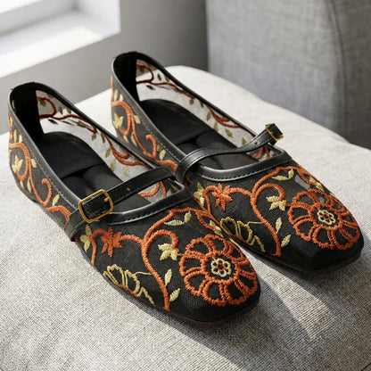Embroidered Colorful Mesh Pumps - AECP|2150