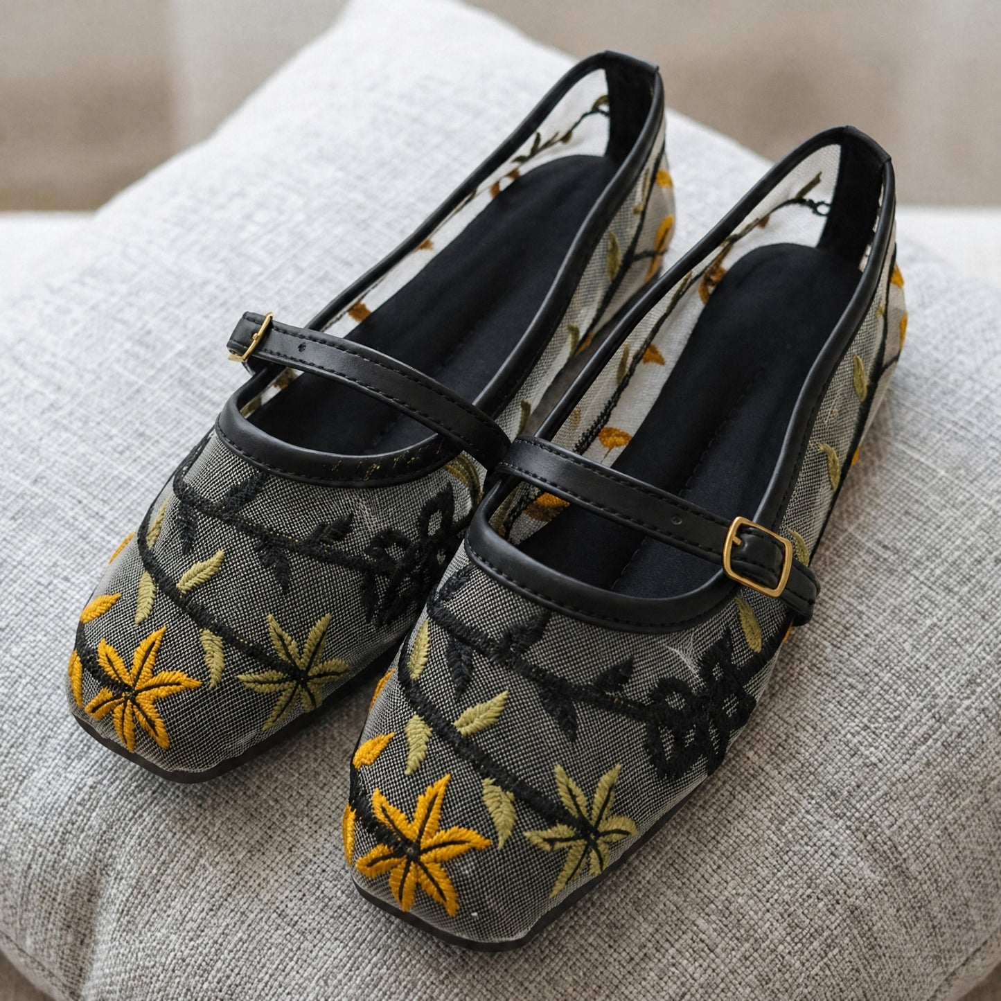 Embroidered Colorful Mesh Pumps - AECP|2150