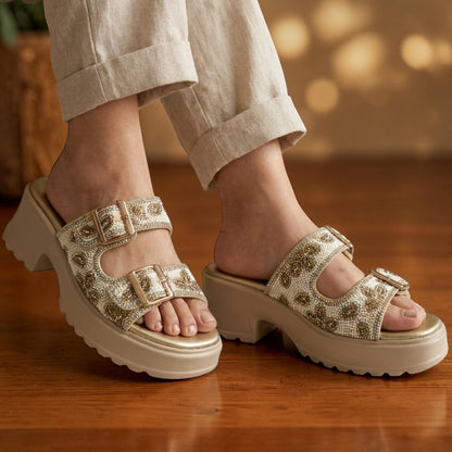 Luxe Beaded Platform Slides - ALSP|3090